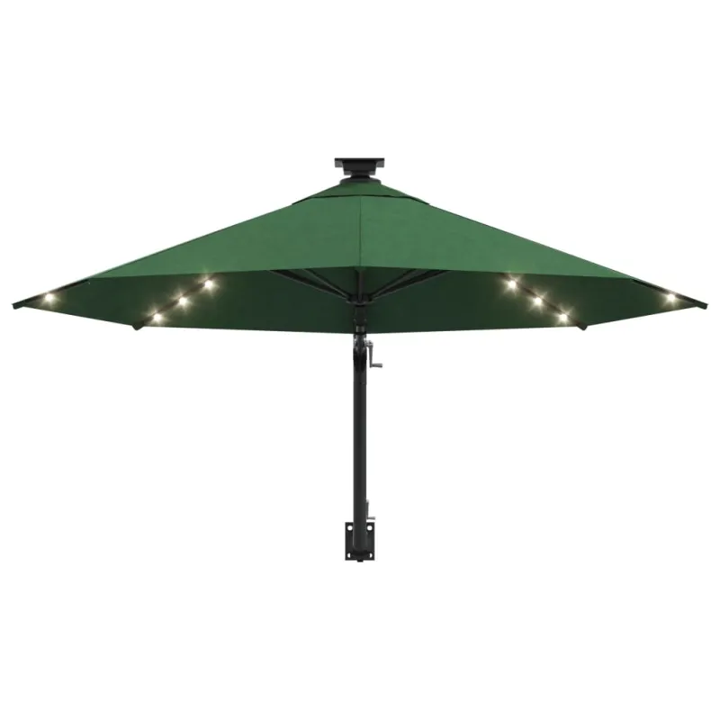 Prie sienos montuojamas sodo skėtis su LED, žalias, 300cm