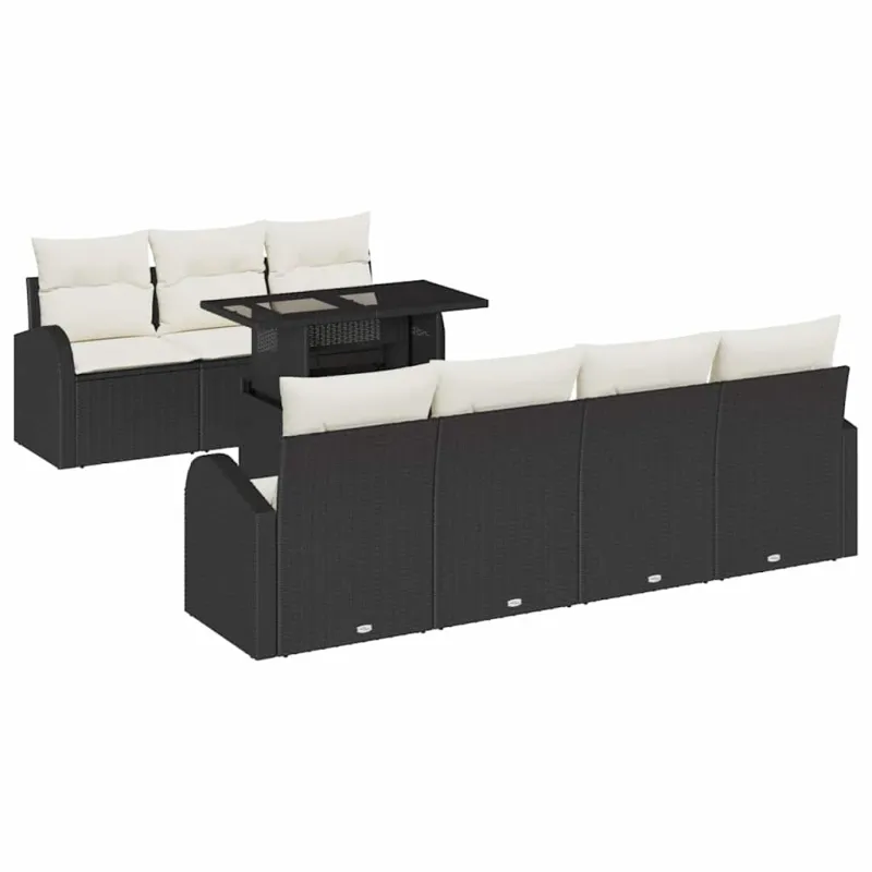 Sodo Sofų Rinkinys su pagalve 8 pcs Juoda Poli ratanas