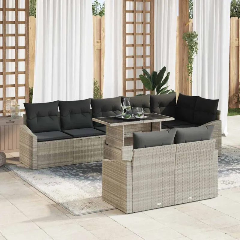 Sodo Sofų Rinkinys 9 pcs Šviesiai pilka ir tamsiai pilka