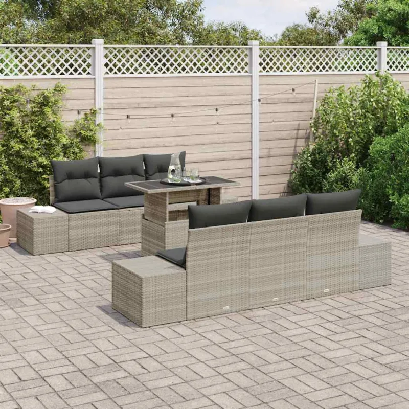 Sodo Sofų Rinkinys 7 pcs Šviesiai pilka ir tamsiai pilka