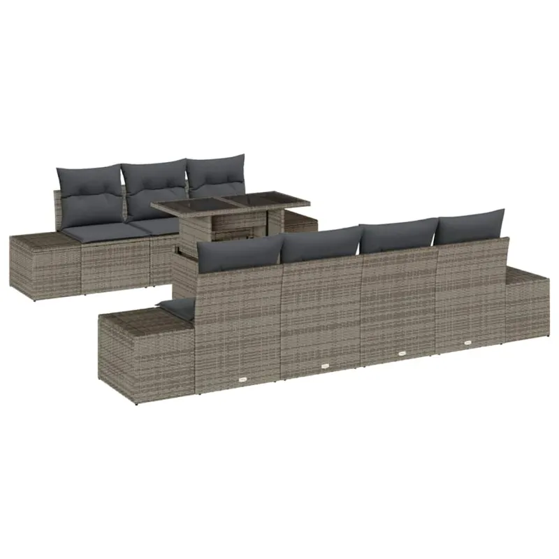 Sodo Sofų Rinkinys su pagalve 8 pcs Pilka