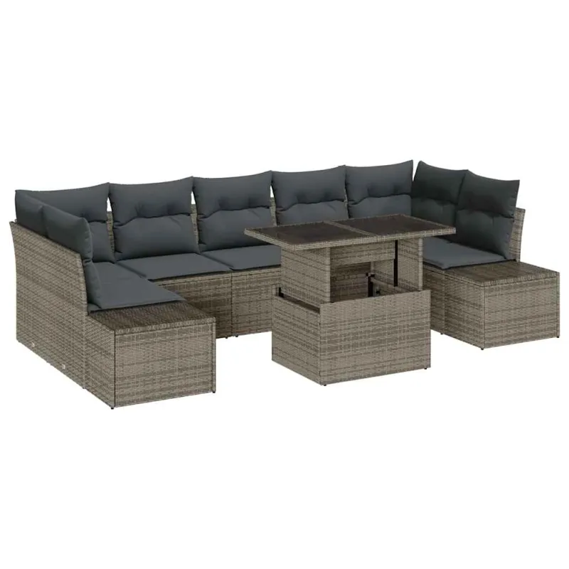 Sodo Sofų Rinkinys su pagalve 8 pcs Pilka