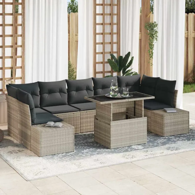 Sodo Sofų Rinkinys 8 pcs Šviesiai pilka ir tamsiai pilka