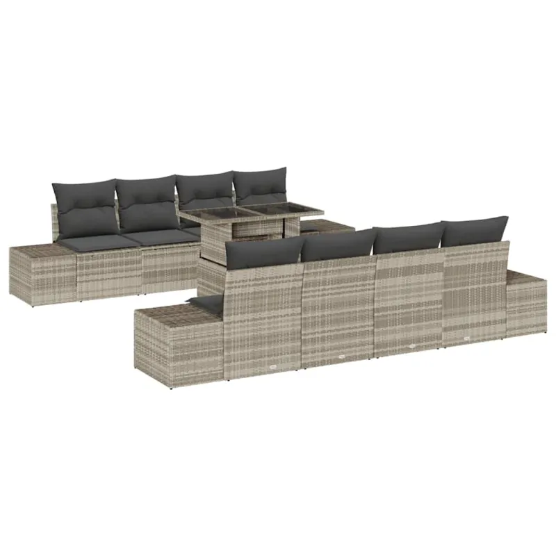 Sodo Sofų Rinkinys 9 pcs Šviesiai pilka ir tamsiai pilka