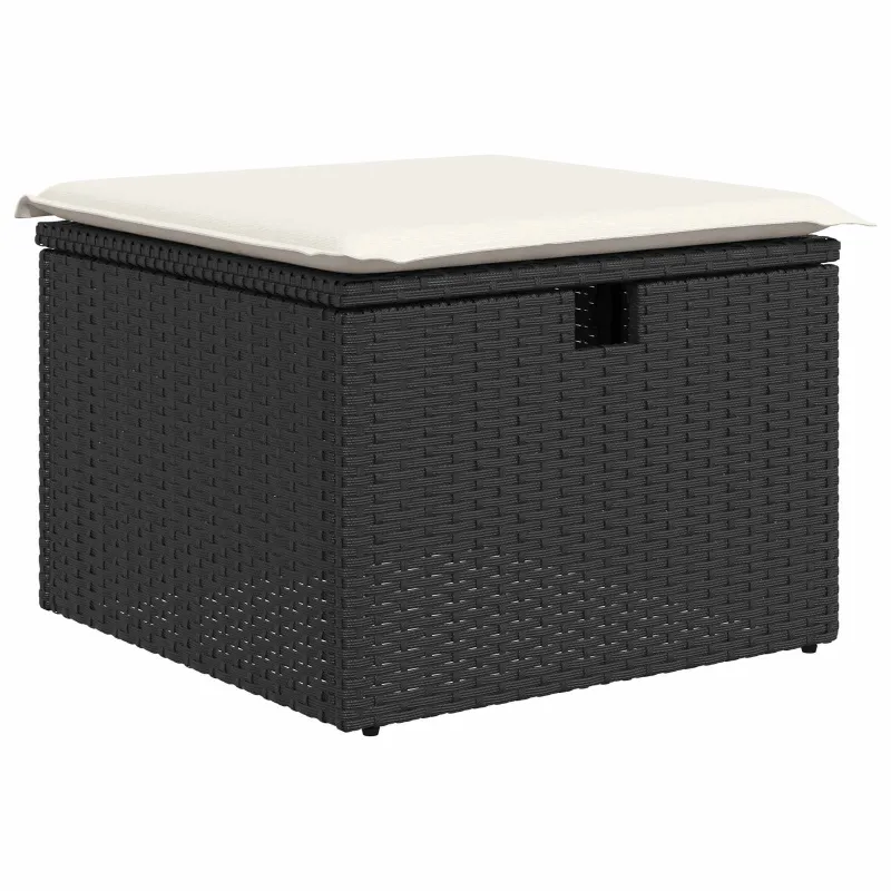 Sofos komplektas su pagalve 6 pcs Juoda ir kreminė poliratanas