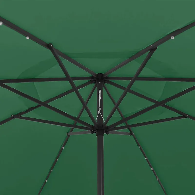 Sodo skėtis nuo saulės su LED lemputėmis, žalias, 400cm