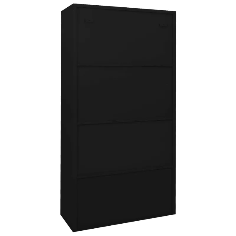 Biuro spintelė su stumdomom durim, juoda, 90x40x180cm, plienas