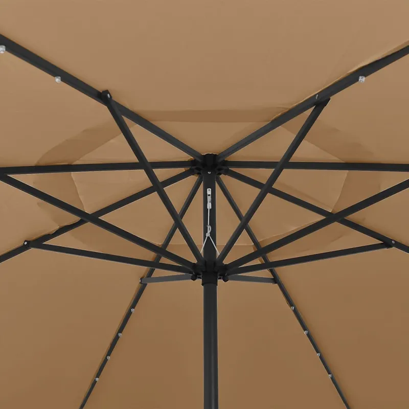 Sodo skėtis nuo saulės su LED lemputėmis, taupe, 400cm