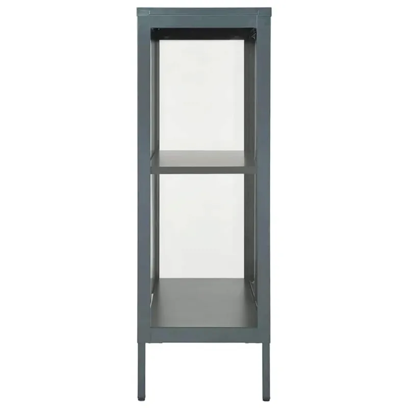 Šoninė spintelė, antracito, 75x35x105cm, plienas ir stiklas