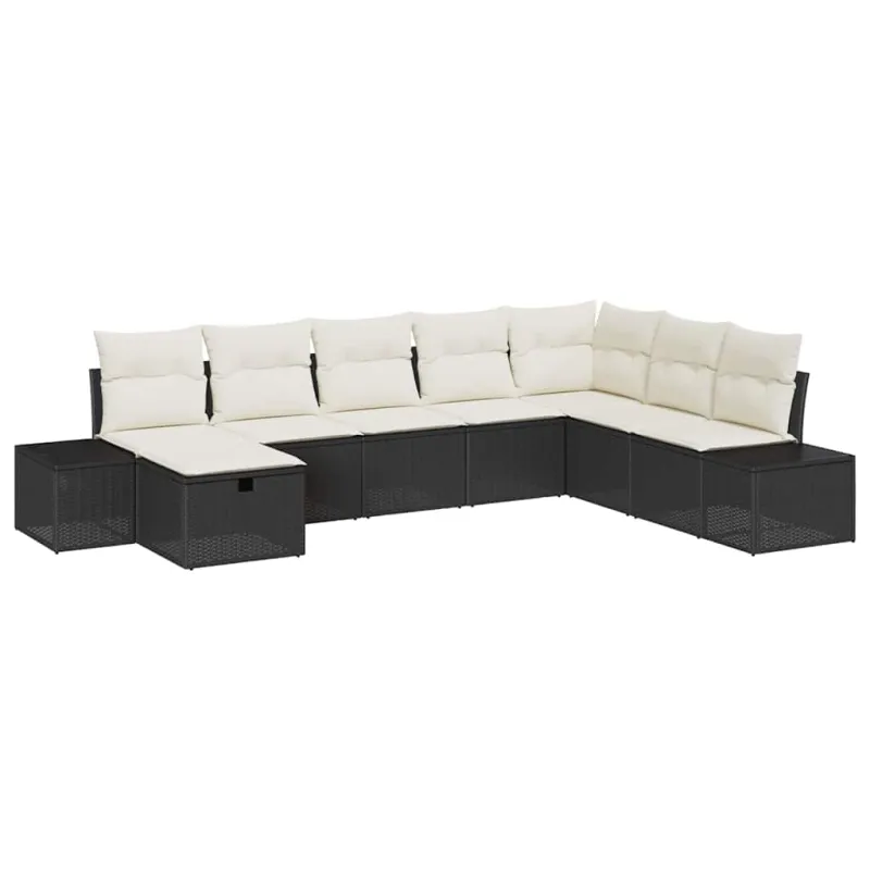Sodo Sofų Rinkinys su pagalve 8 pcs Juoda Poli ratanas