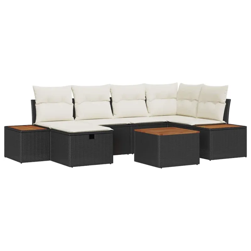 Sodo Sofų Rinkinys 7 pcs Juoda 55 x 62 x 69 cm Poli ratanas