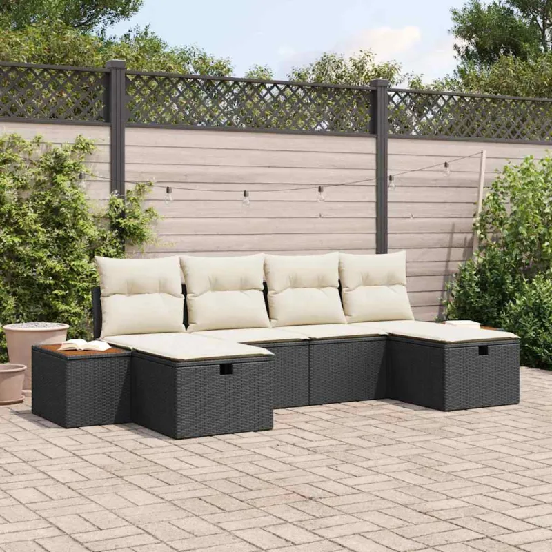 Sodo Sofų Rinkinys 6 pcs Juoda 55 x 62 x 69 cm Poli ratanas