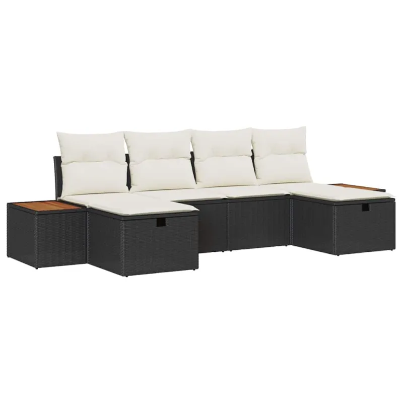 Sodo Sofų Rinkinys 6 pcs Juoda 55 x 62 x 69 cm Poli ratanas