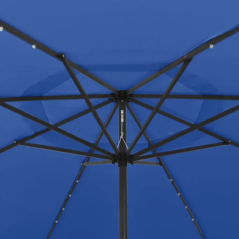 Sodo skėtis nuo saulės su LED lemputėmis, mėlynas, 400cm