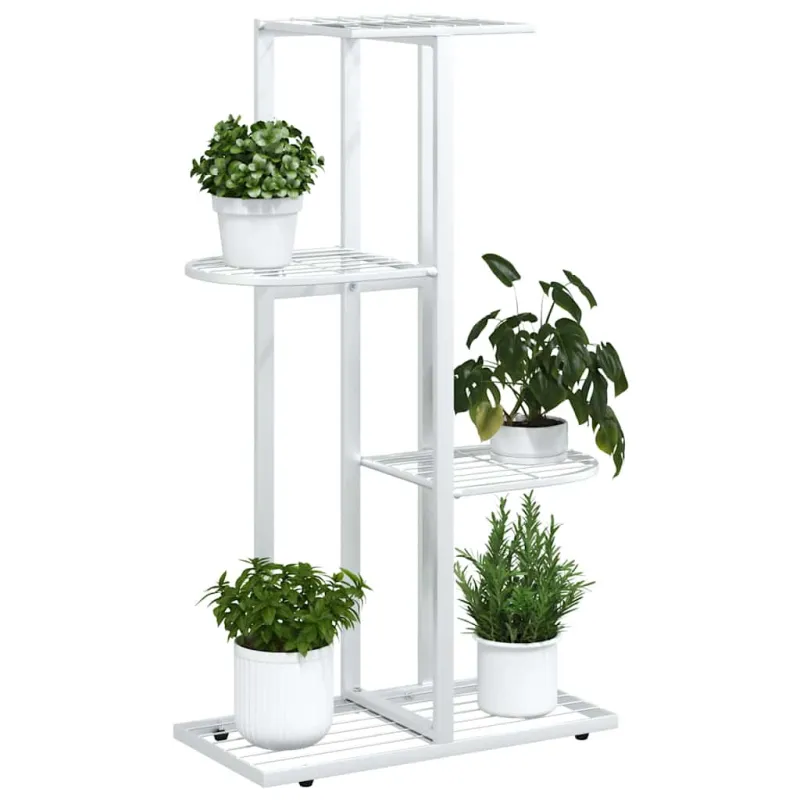 Stovas augalams, 4 lentynos, baltas, 43x22x76cm, metalas