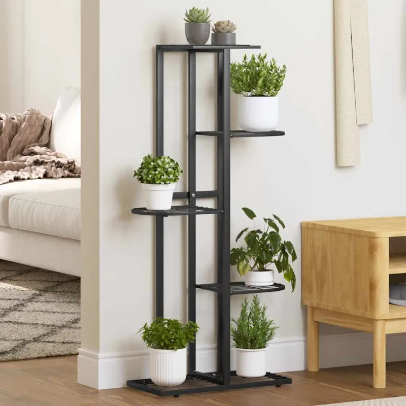 Stovas augalams, 5 lentynos, juodas, 43x22x98cm, metalas