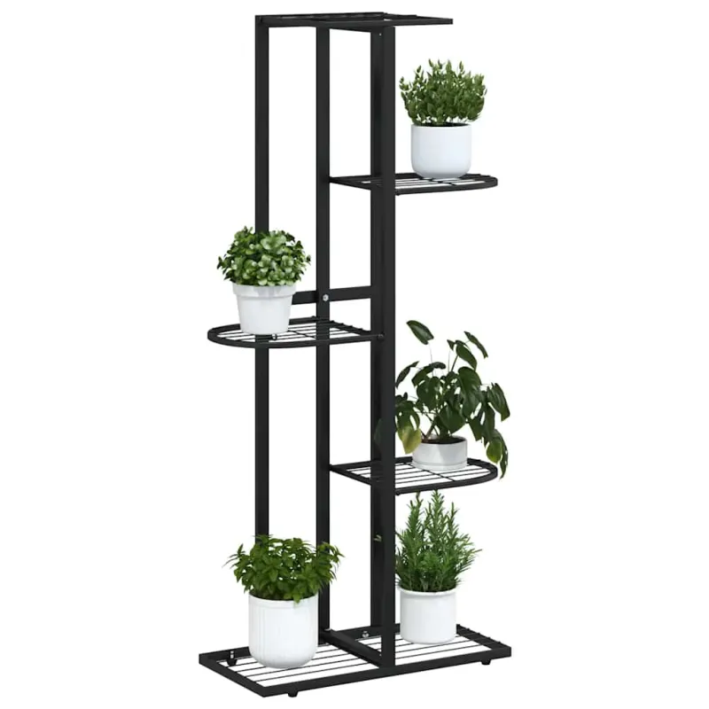 Stovas augalams, 5 lentynos, juodas, 43x22x98cm, metalas