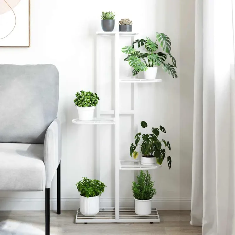 Stovas augalams, 5 lentynos, baltas, 43x22x98cm, metalas