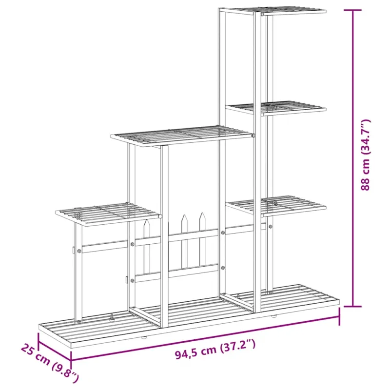 Stovas augalams, juodos spalvos, 94,5x25x88cm, metalas