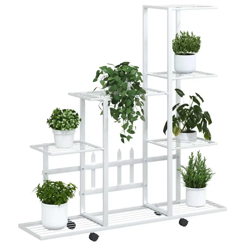 Stovas augalams su ratukais, baltas, 94,5x25x92,5cm, metalas