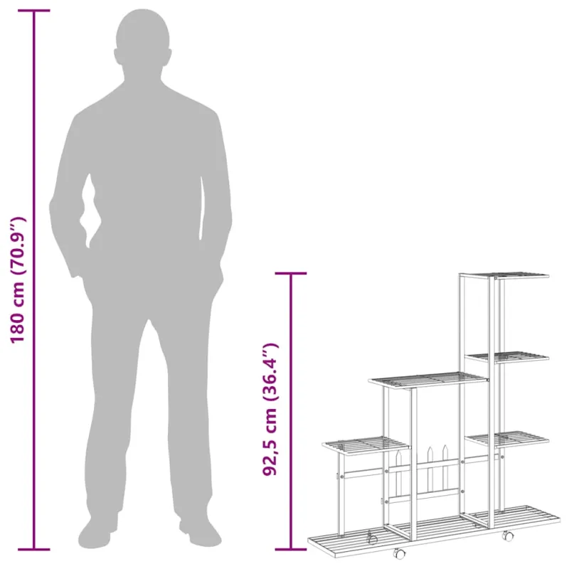 Stovas augalams su ratukais, baltas, 94,5x25x92,5cm, metalas