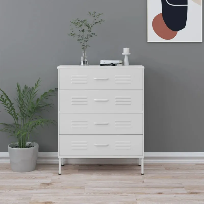 Komoda, balta, 80x35x101,5cm, plienas