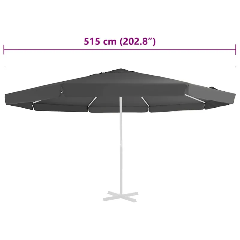 Pakaitinis audinys lauko skėčiui nuo saulės, antracito, 515cm