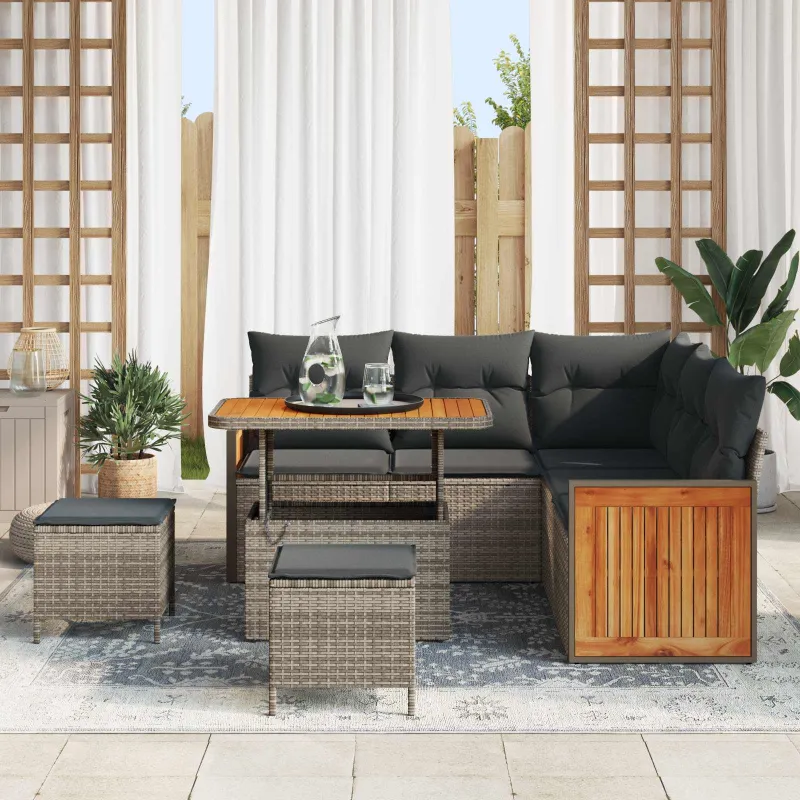 Sodo Sofų Rinkinys su pagalve 8 pcs Pilka