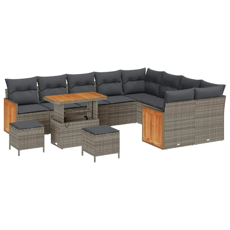 Sodo Sofų Rinkinys su pagalve 12 pcs Pilka