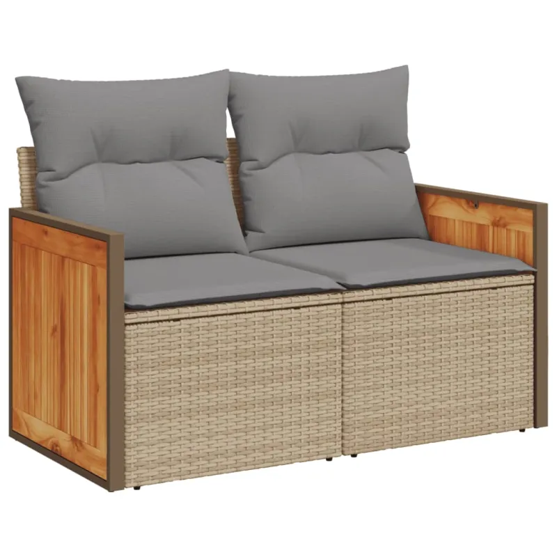Sodo komplekti, 9 osaa, pehmusteet, hiekka, polyrattani