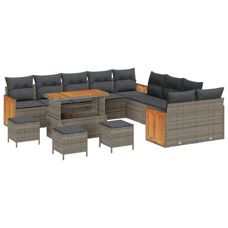 Sodo Sofų Rinkinys su pagalve 14 pcs Pilka