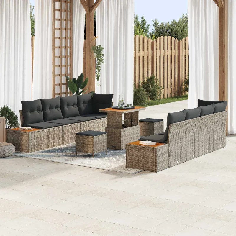 Sodo Sofų Rinkinys su pagalve 11 pcs Pilka