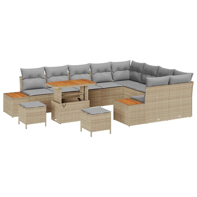 Sodo Sofų Rinkinys su pagalve 12 pcs Bežinė ir šviesiai pilka