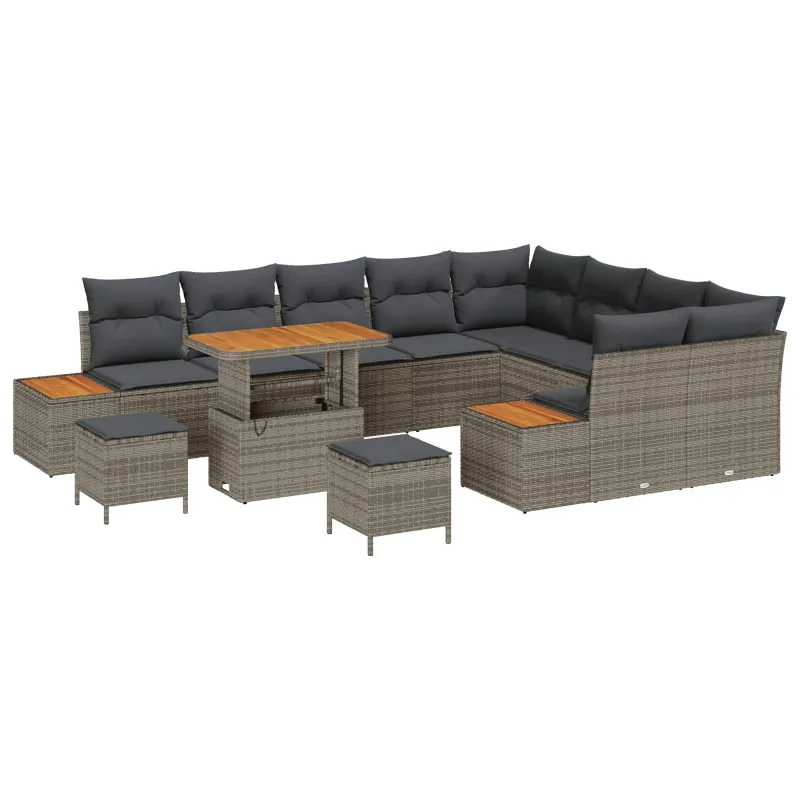 Sodo Sofų Rinkinys su pagalve 12 pcs Pilka