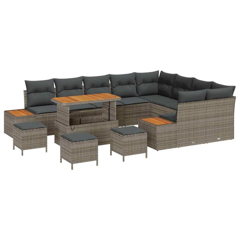 Sodo Sofų Rinkinys su pagalve 13 pcs Pilka