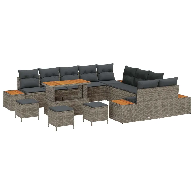 Sodo Sofų Rinkinys su pagalve 14 pcs Pilka