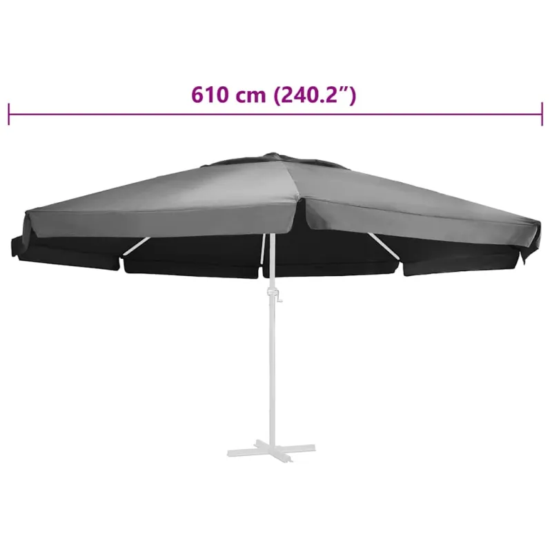 Pakaitinis audinys lauko skėčiui nuo saulės, antracito, 610cm