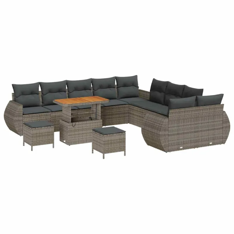 Sodo Sofų Rinkinys su pagalve su saugykla 13 pcs Pilka