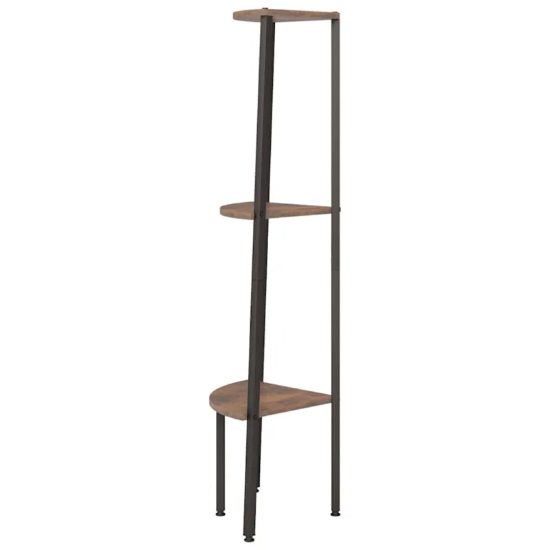 Kampinė lentyna, 3 pakopų, tamsiai ruda/juoda, 45,5x31,5x120cm