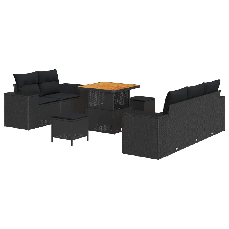 Sodo Sofų Rinkinys su pagalve 8 pcs Juoda Poli ratanas