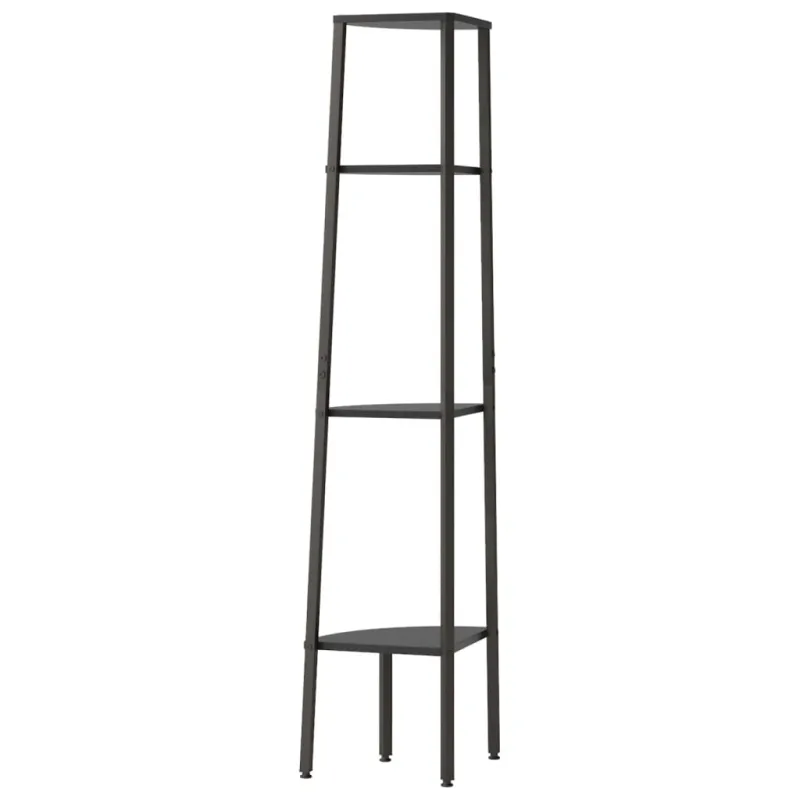 Kampinė lentyna, 4 pakopų, juodos spalvos, 45,5x31,5x150cm