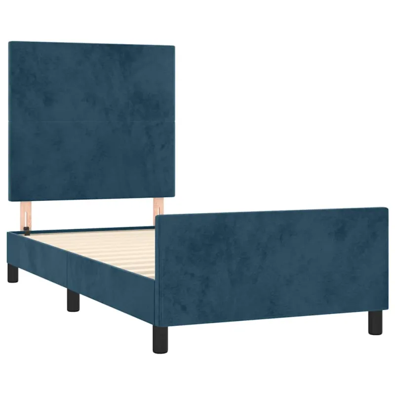 Lovos rėmas be čiužinio tamsiai mėlynas 90x200 cm aksomas