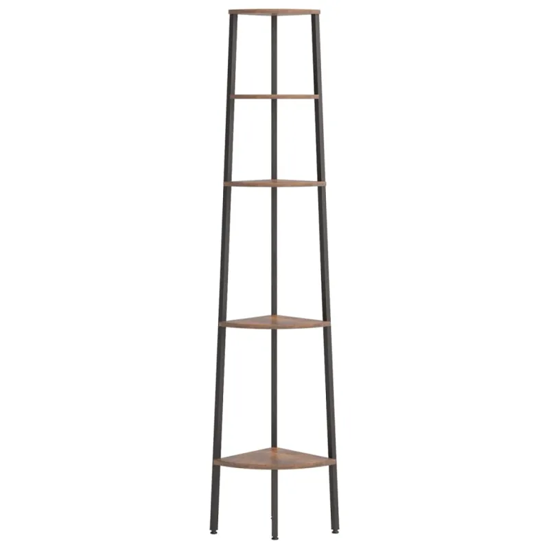 Kampinė lentyna, 5 pakopų, tamsiai ruda/juoda, 45,5x31,5x180cm