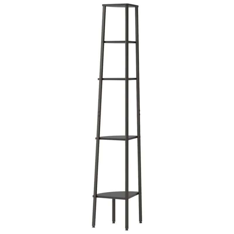 Kampinė lentyna, 5 aukštų, juodos spalvos, 45,5x31,5x180cm