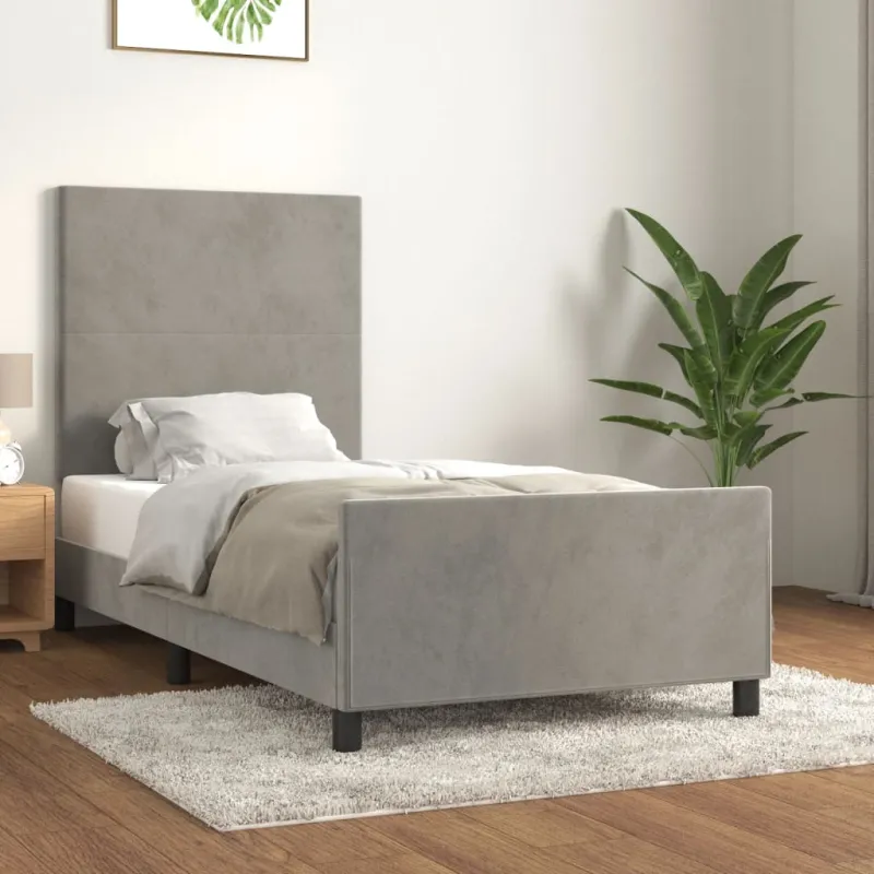 Lovos rėmas be čiužinio, šviesiai pilkas, 100x200cm, aksomas