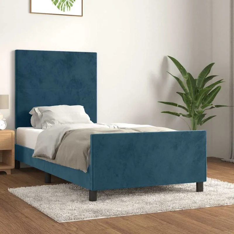 Lovos rėmas be čiužinio tamsiai mėlynas 100x200 cm aksomas
