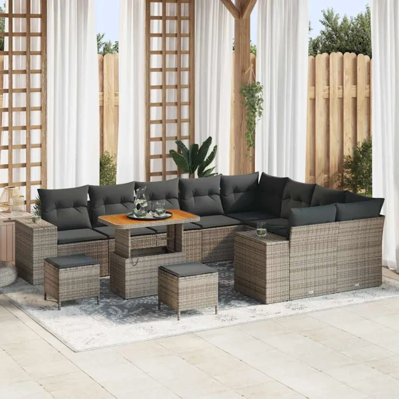 Sodo Sofų Rinkinys su pagalve su saugykla 12 pcs Pilka