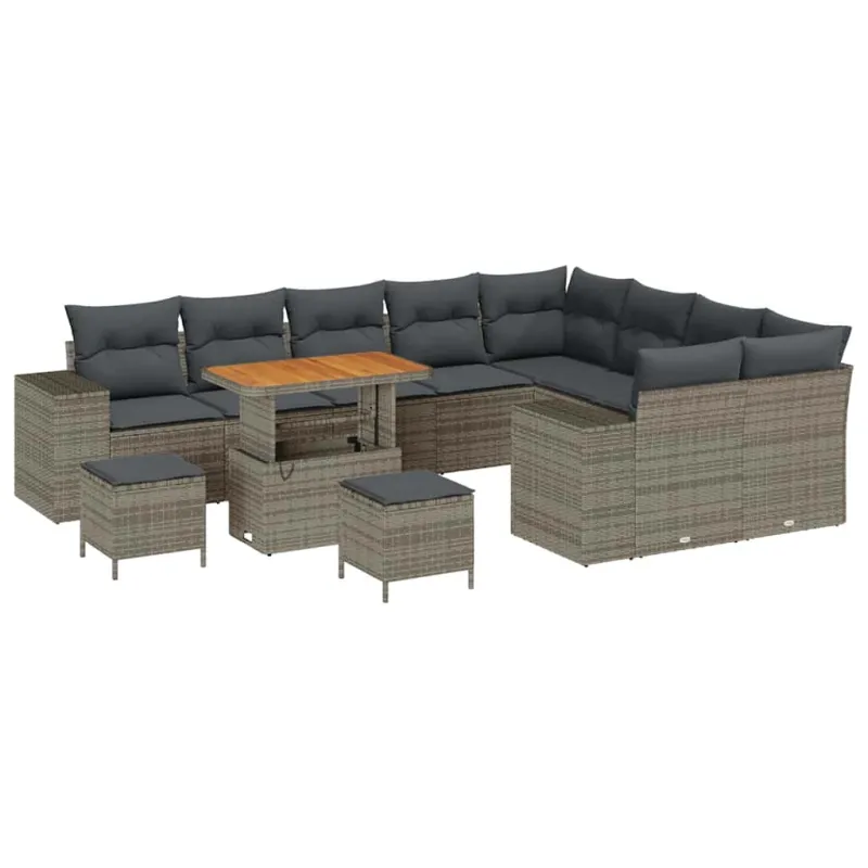 Sodo Sofų Rinkinys su pagalve su saugykla 12 pcs Pilka