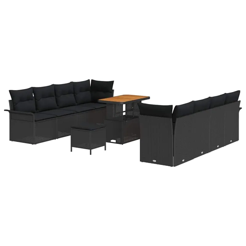 Sodo Sofų Rinkinys su pagalve su saugykla Juoda 90 x 55 x 71 cm