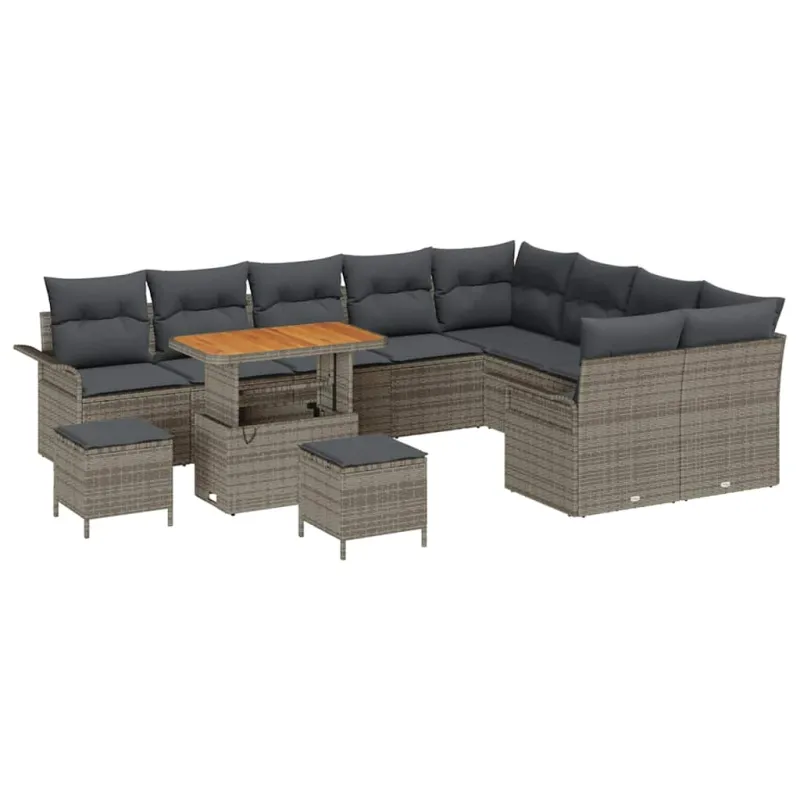 Sodo Sofų Rinkinys su pagalve su saugykla 12 pcs Pilka